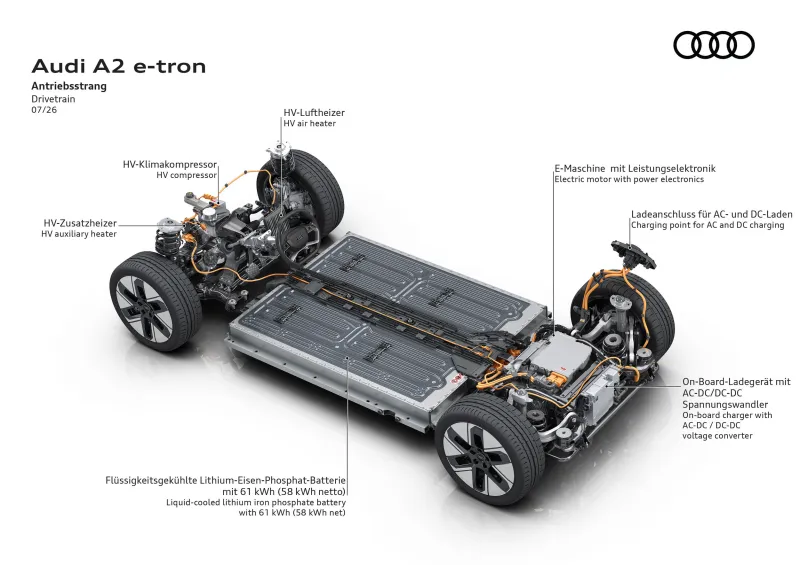 Вид сбоку на энергоэффективный электромобиль от Audi