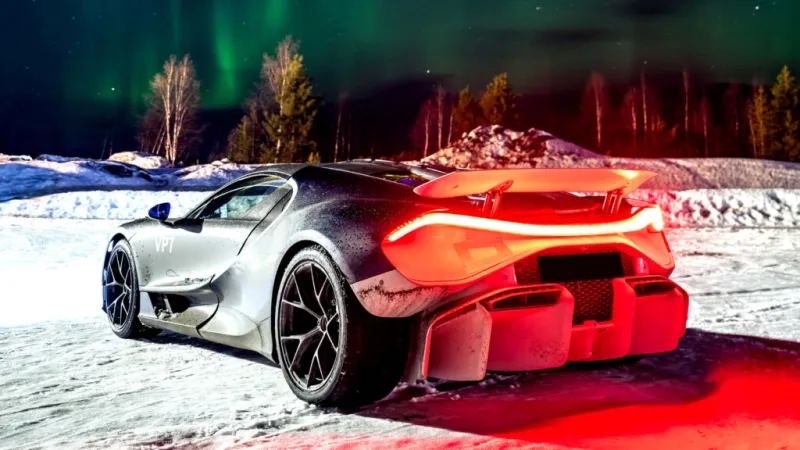 Экстремальные испытания Bugatti Tourbillon в зимних условиях