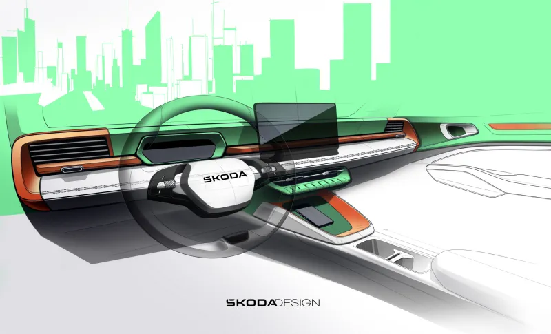 Беспроводная зарядка и отсеки для хранения в Skoda Epiq