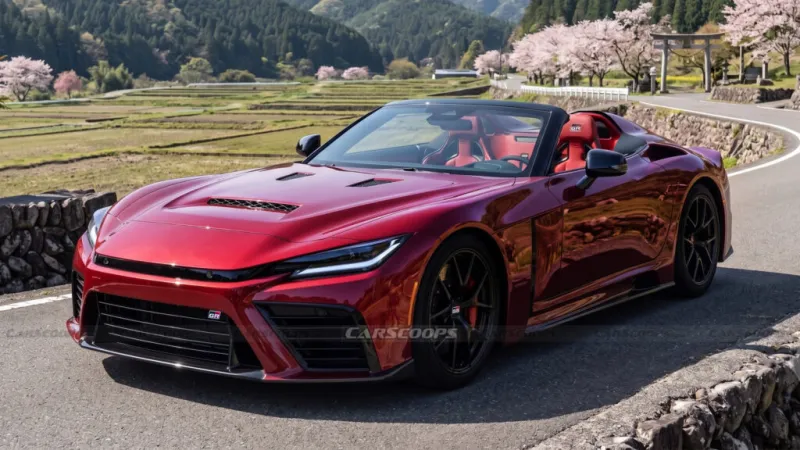 Спортивный автомобиль Toyota GR GT в кузове тарга с поднятой крышей