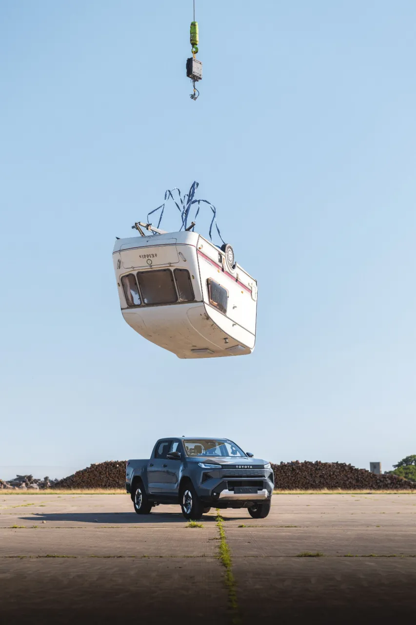 Toyota Crushed The Hilux BEV With A Caravan Because Internet Nostalgia Demanded It