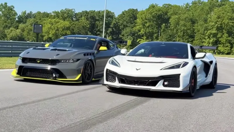 Современная битва: Mustang GTD с пилотом против 1180-сильного Corvette ZR1