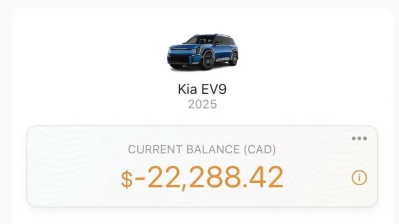 Электрический кроссовер Kia EV9 на терминале питания